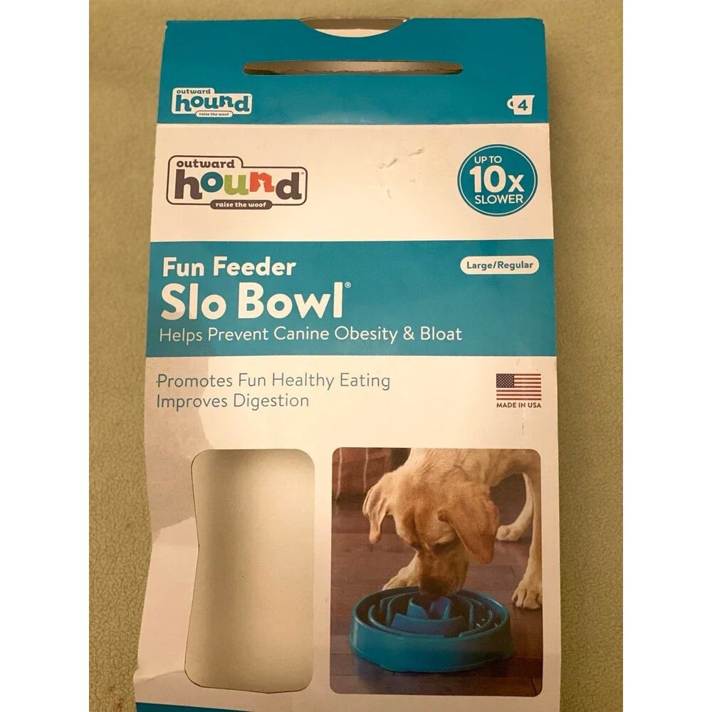 Outward Hound Fun Feeder Slo Bowl - Blue, Large/Regular